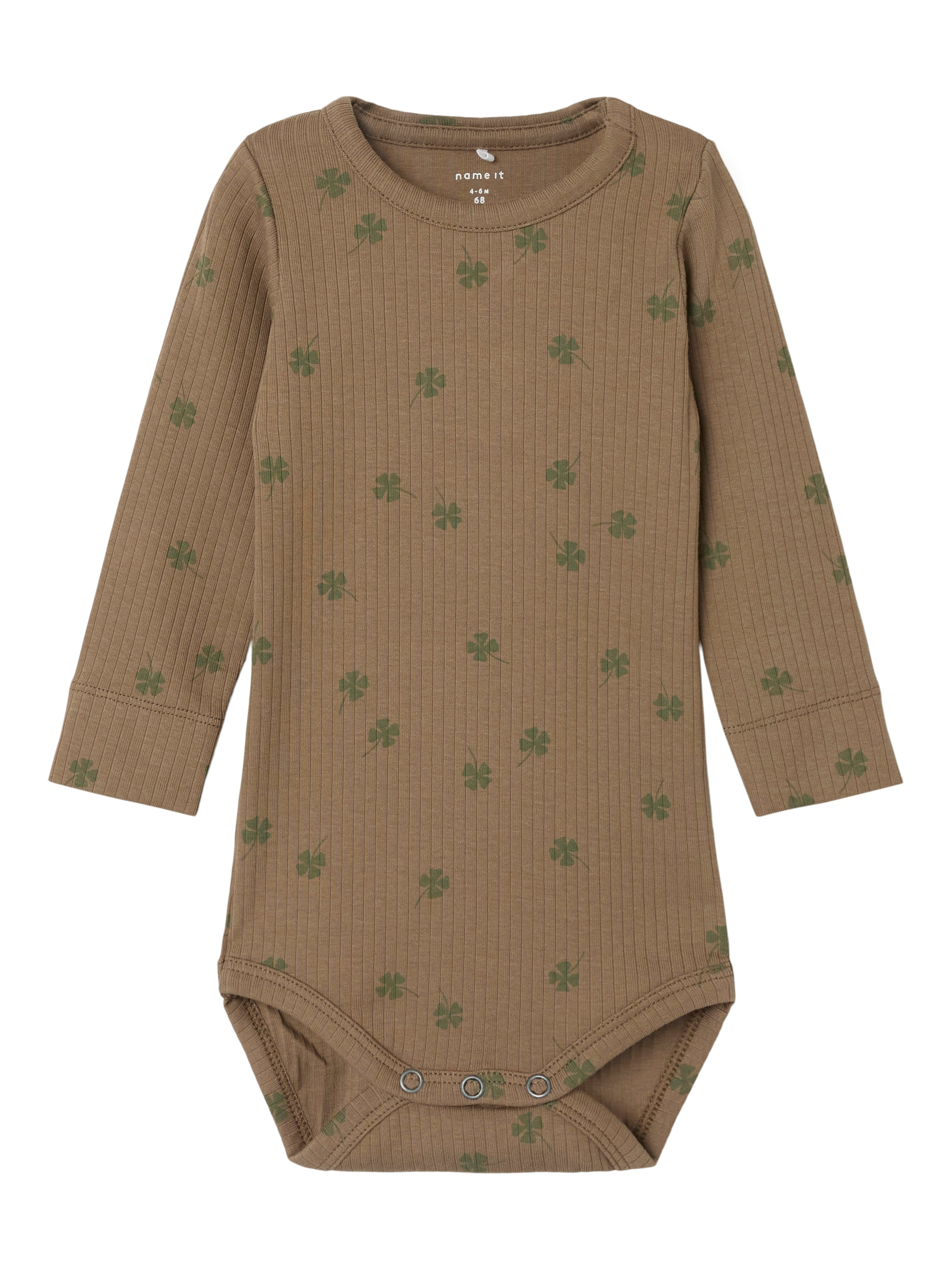Name It Noellus Slim Body - Valnød med Firkløverprint
