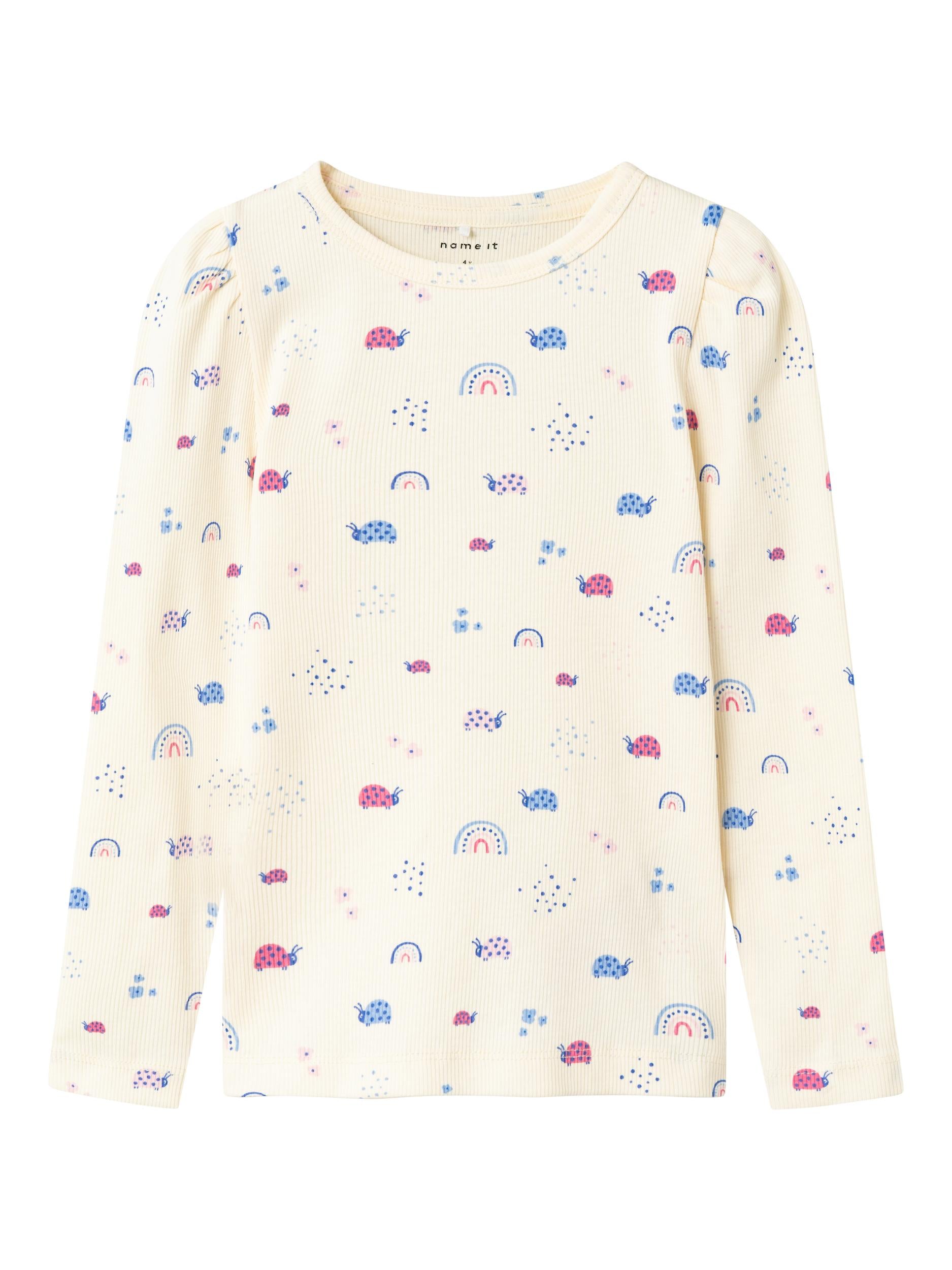 Name It Nonine Bluse - Buttercream med mariehøns og regnbuer