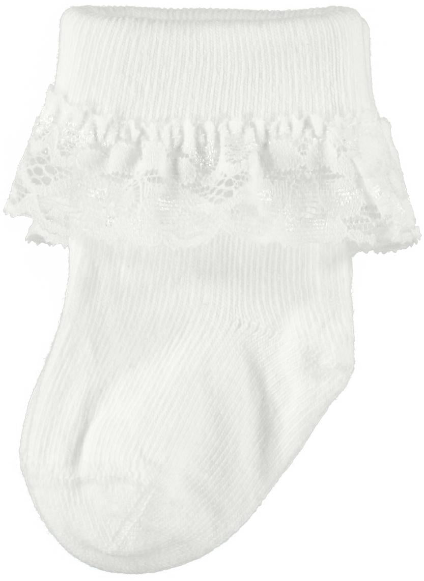 Lys Hvid Babysokker med Blondekant – Elegant Pige Tilbehør