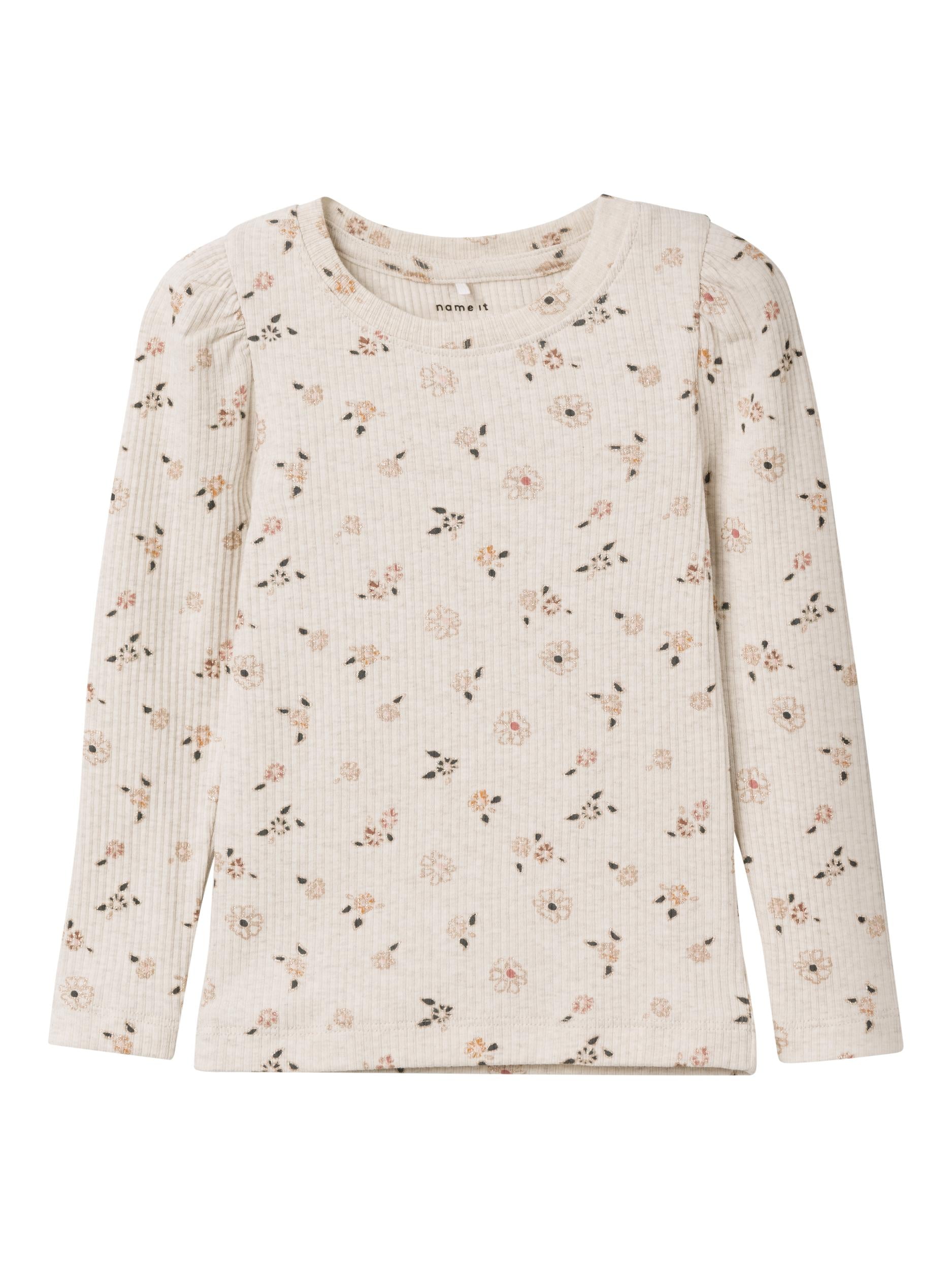 Name It Osha Bluse - Peyote Melange med blomsterprint