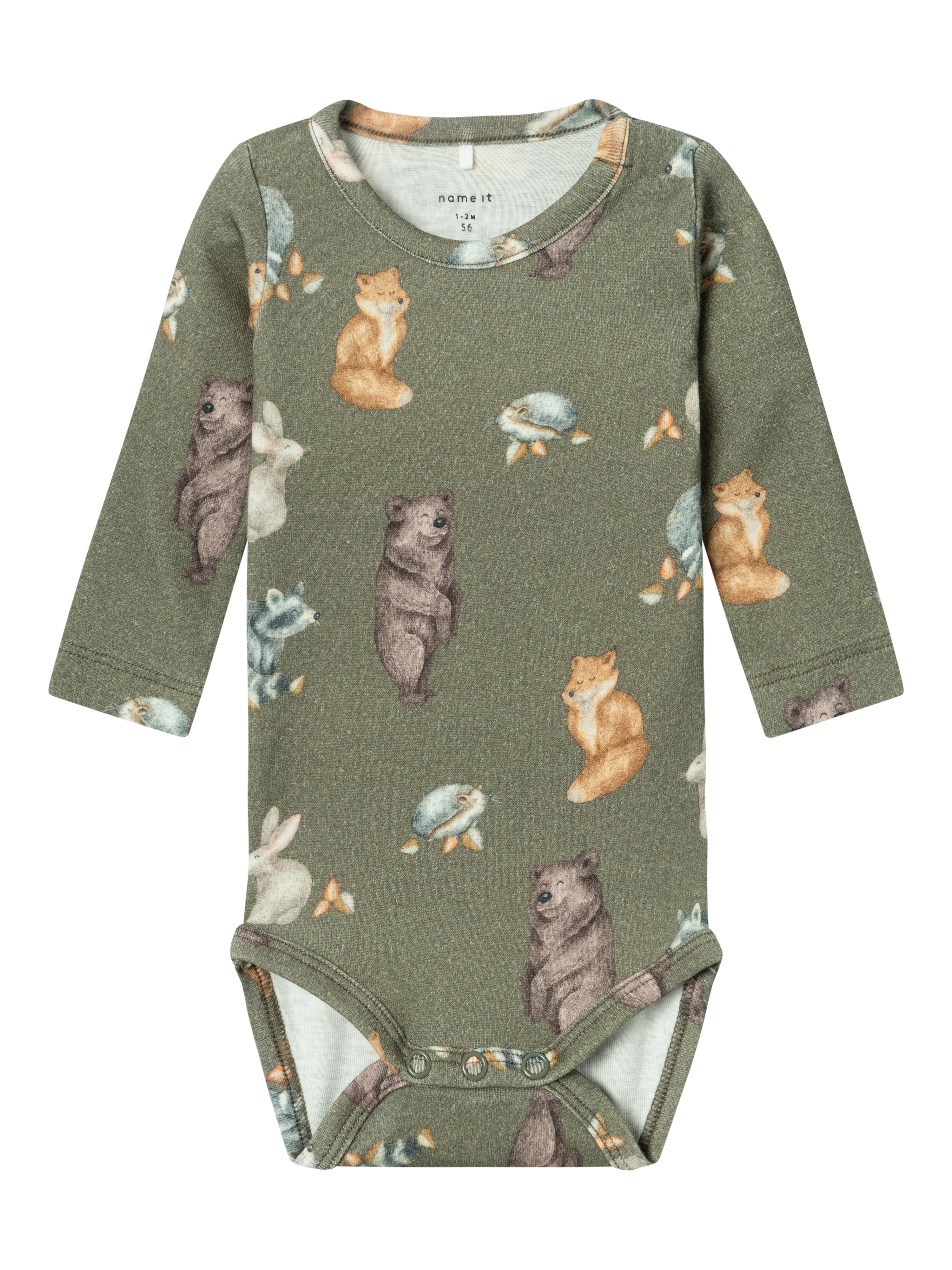 Name It Oxygen Body – Tea Leaf med dyreprint til babyer
