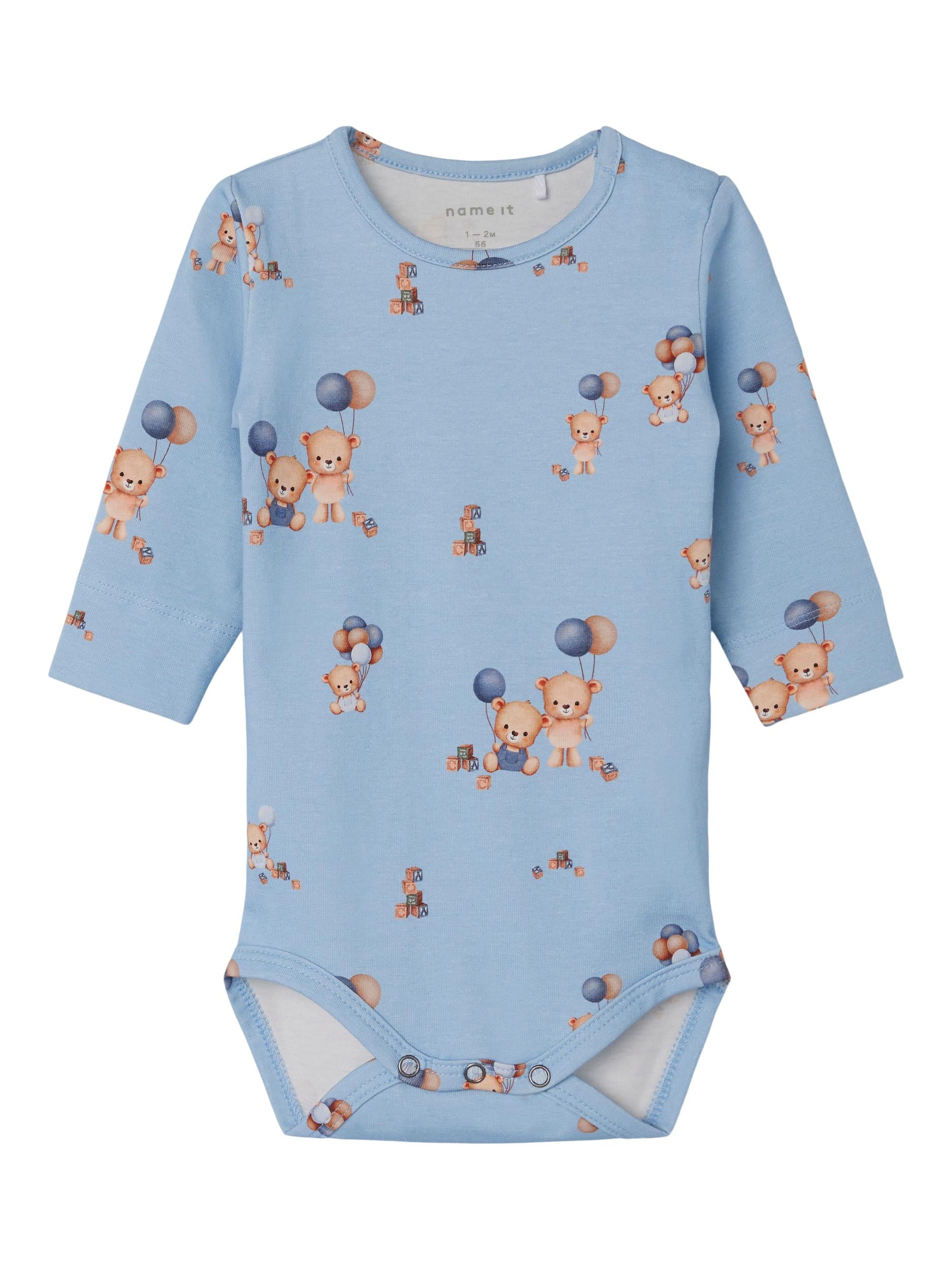 Name It Raktor Body – Chambray Blå med Bamseprint Tilbud
