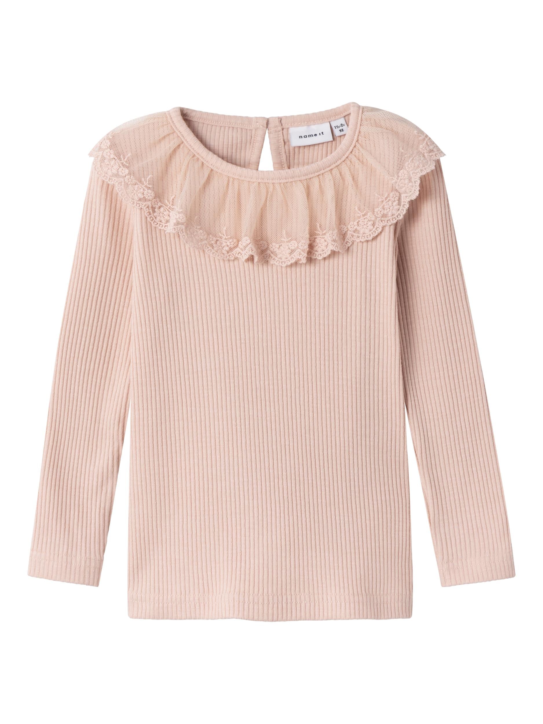 Elegant Festbluse - Name It Rusa Slim Top i Rose Smoke