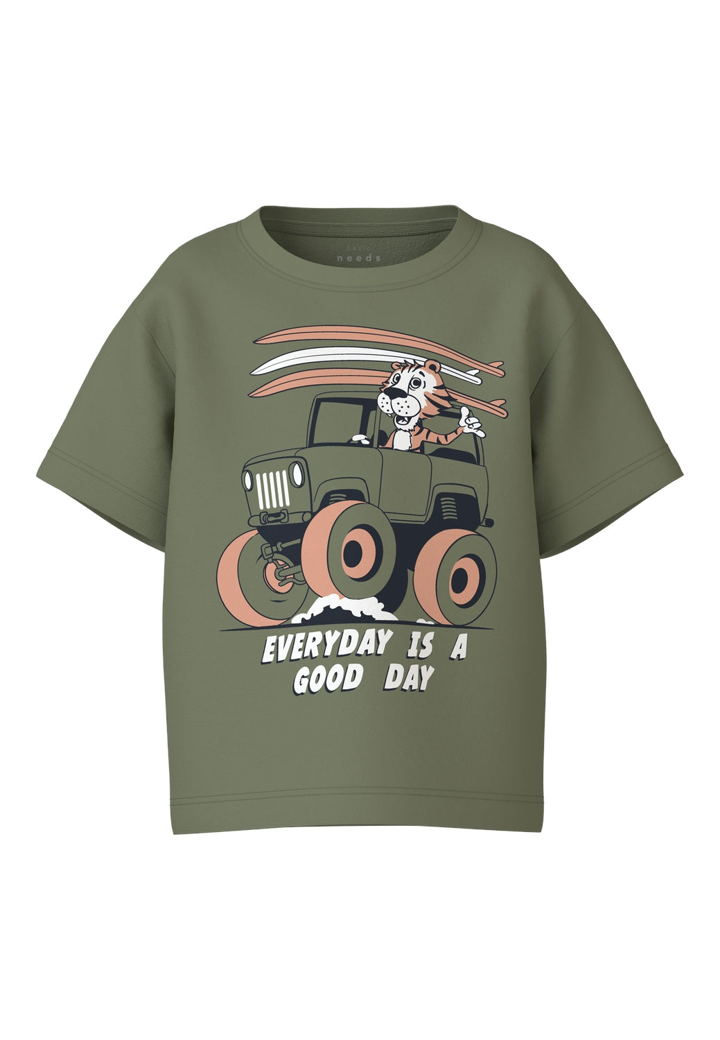 Name It Vagno T-shirt – Olivengrøn med Cool Print