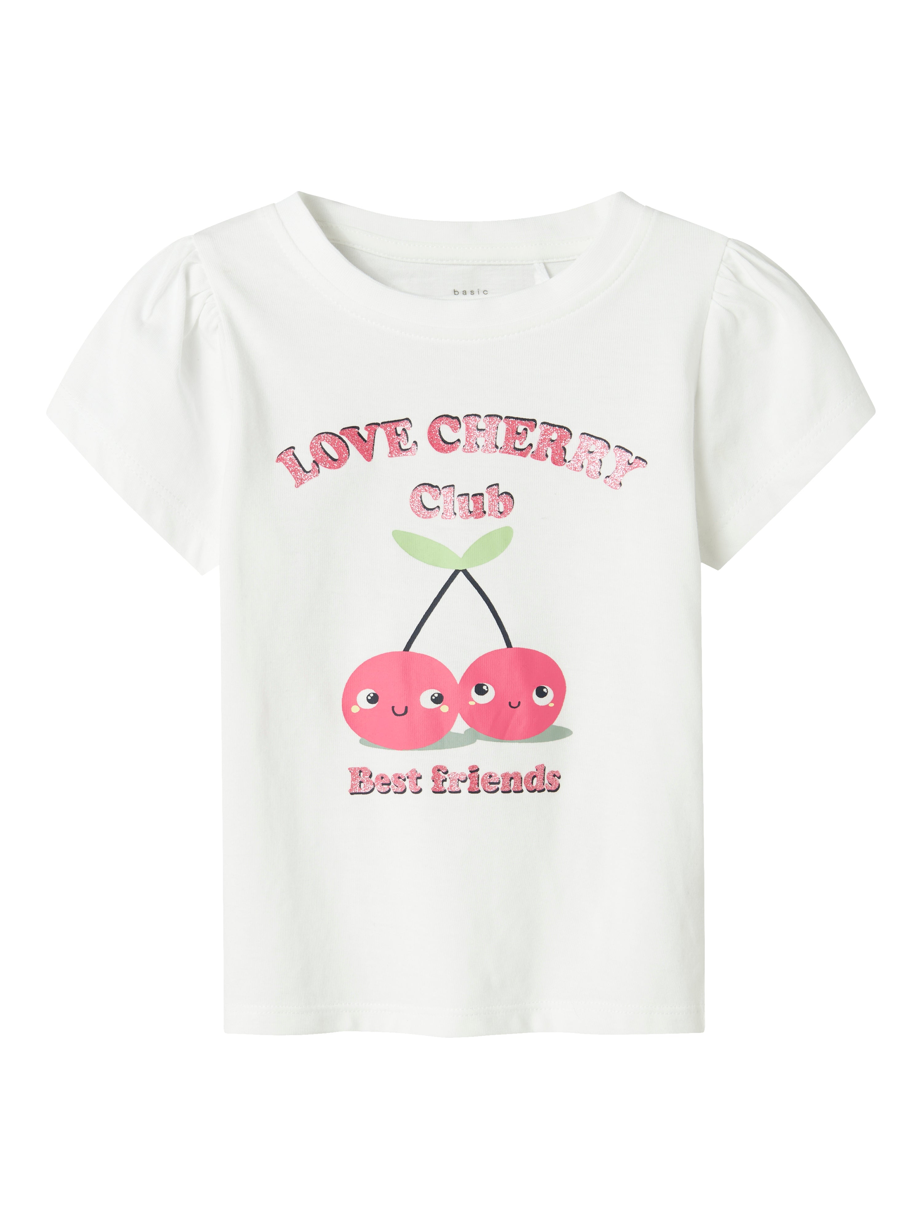 Name It Vibeke T-shirt – Lys Hvid med Kirsebærmotiv