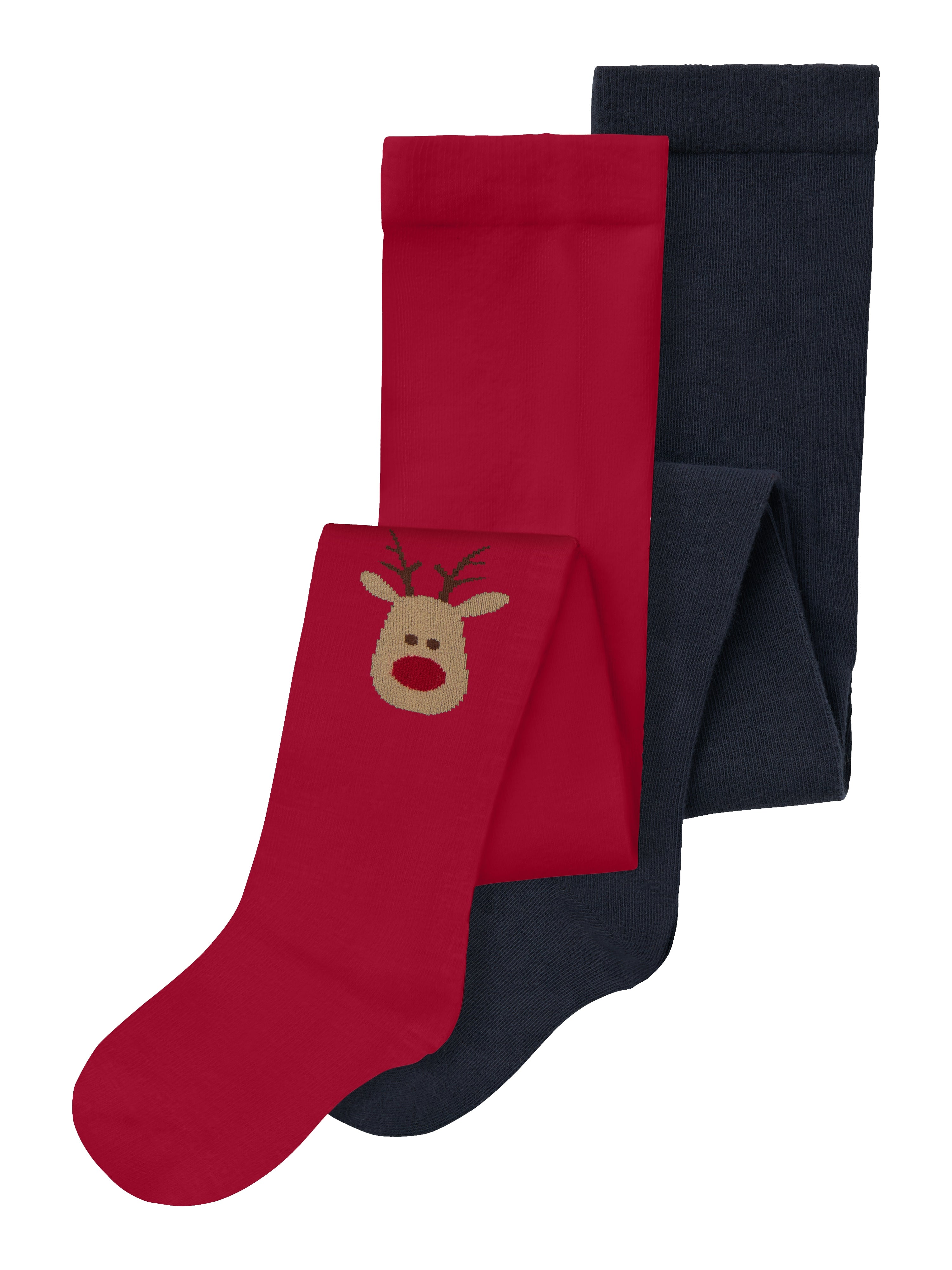 Name It Vichristmas Strømpebukser – Mørk Safir & Julerød