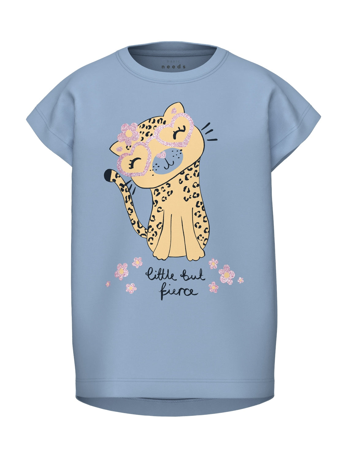 Name It Violet T-shirt – Chambray Blå med Leopardprint