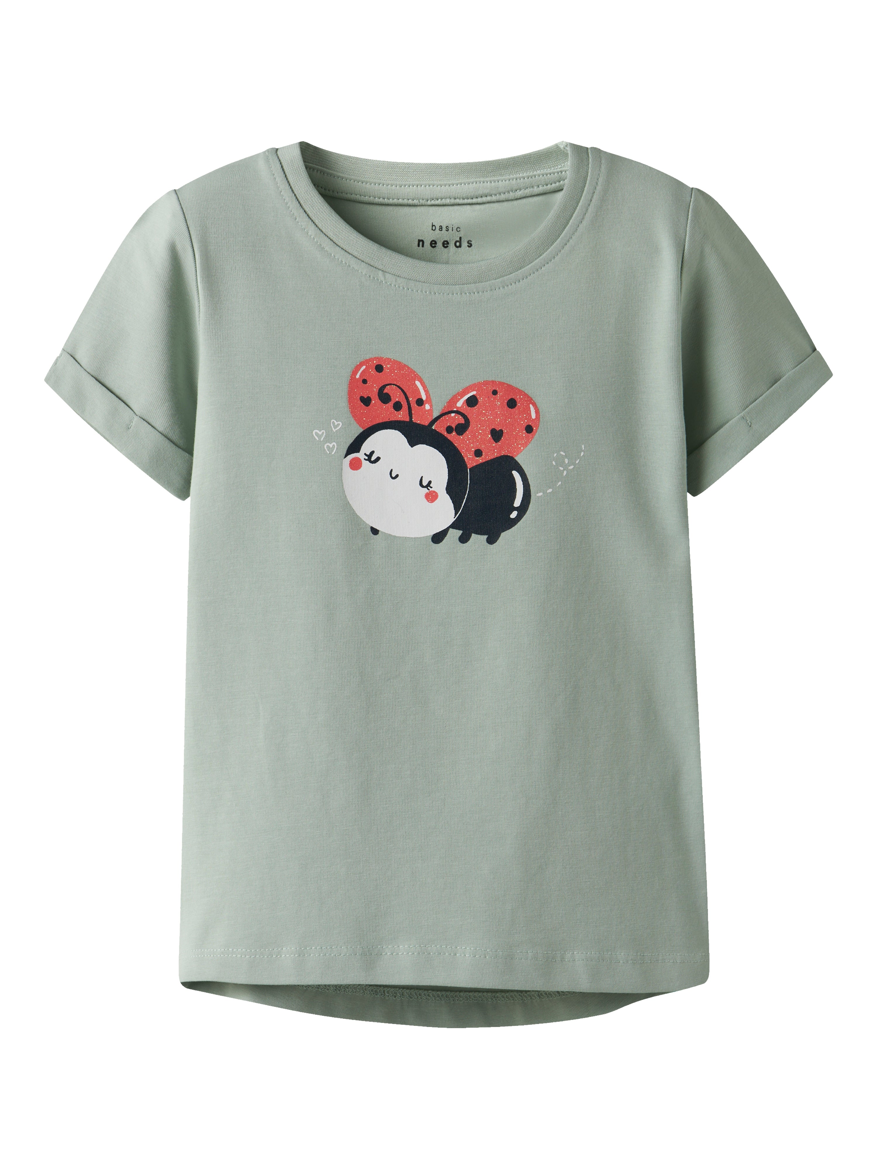 Name It Vix T-shirt – Aqua Gray med Mariehøneprint