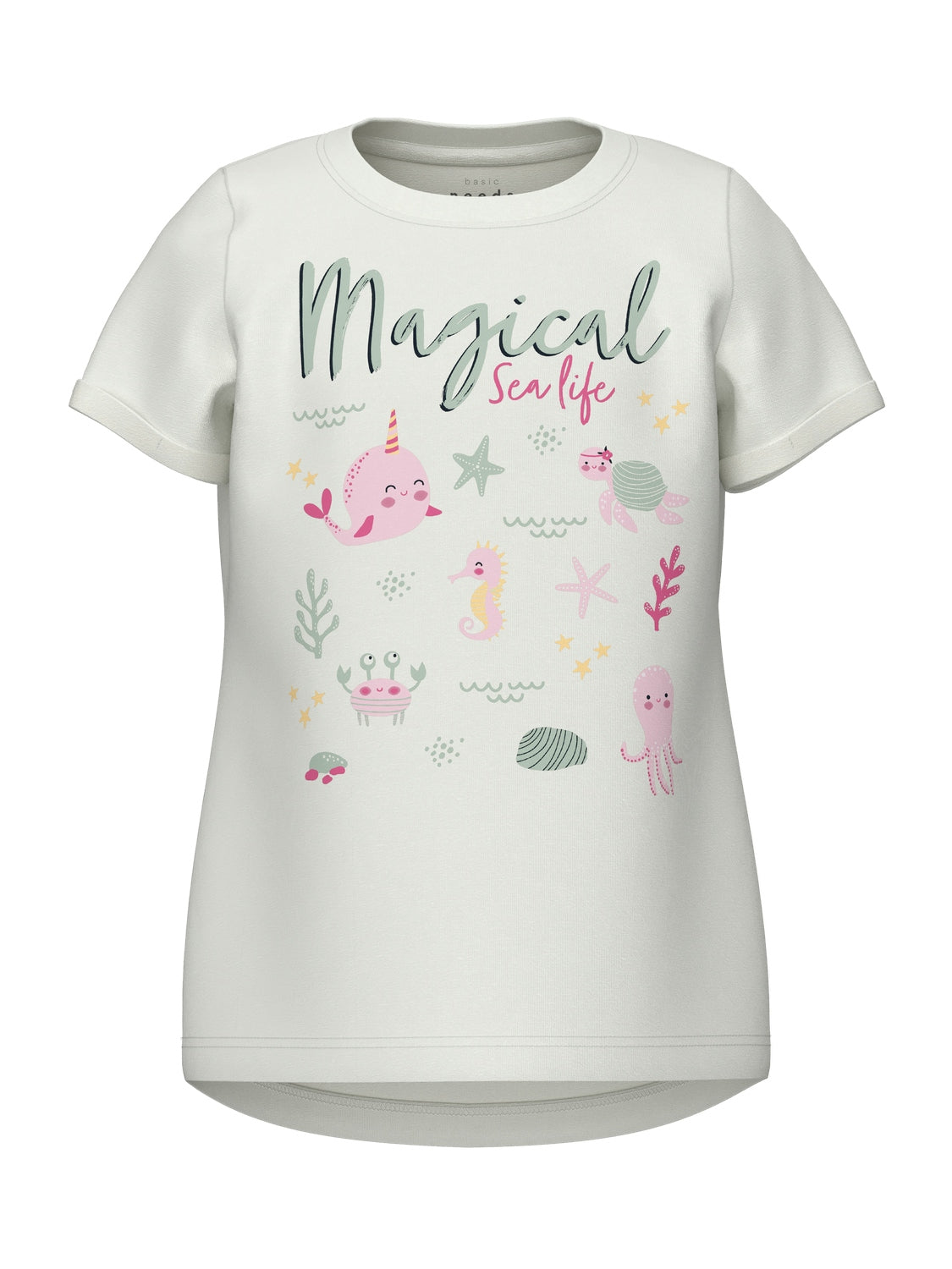 Name It Vix T-shirt - Hvid med Magisk Havliv til Børn