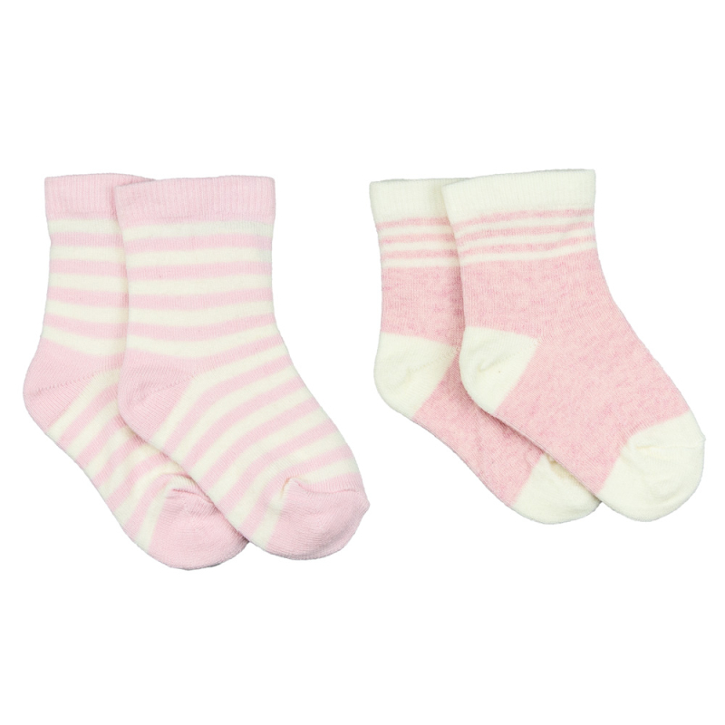 Baby Uldsokker  -pak - Stribet I Rosa Og Hvid