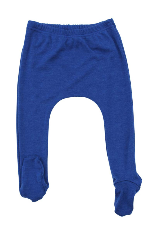 Uld Leggings Med Fødder - Kongeblå
