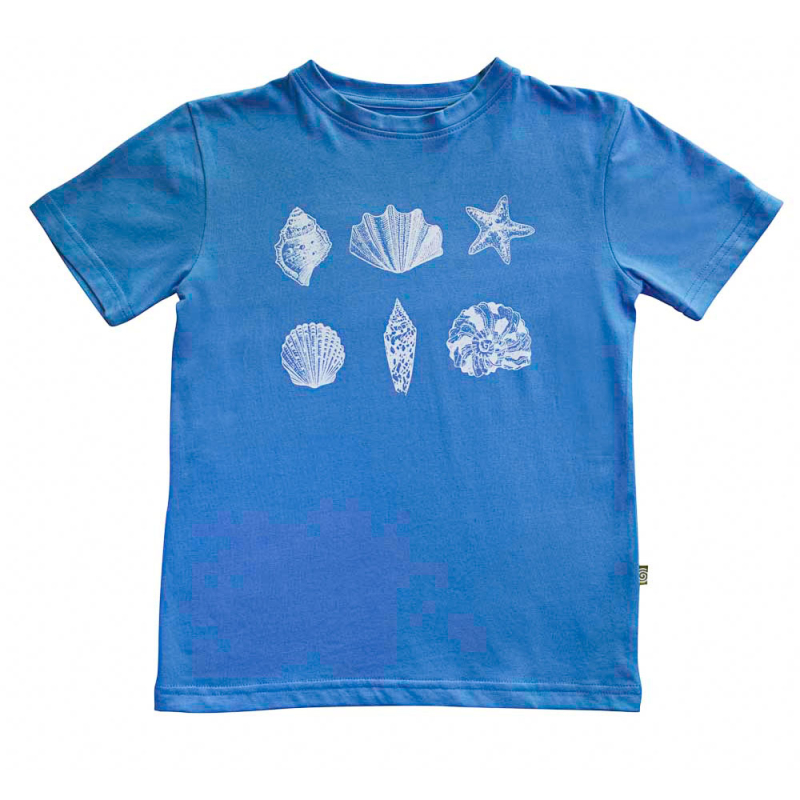 T-shirt Med Hvide Strandskaller - Blå