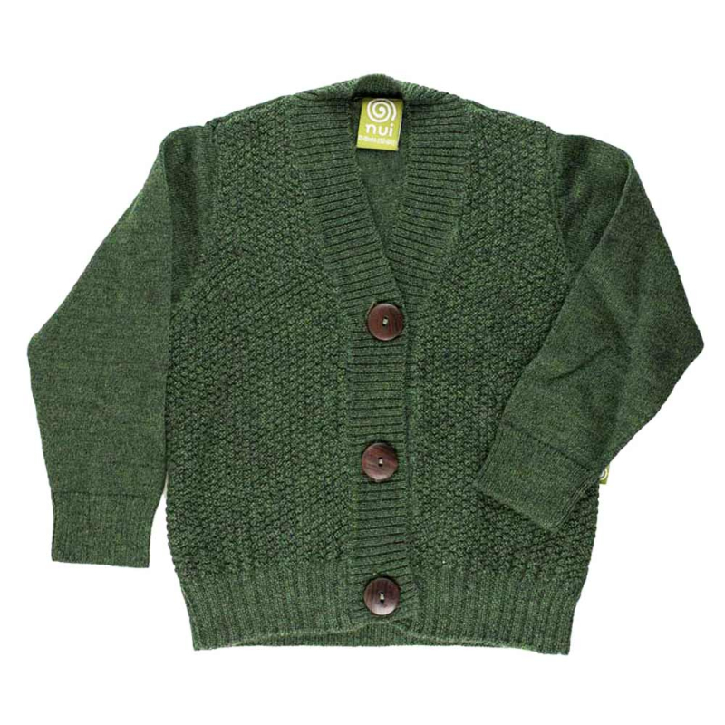 Uld Cardigan - Flaskegrøn