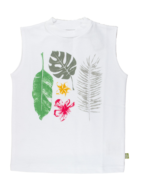 T-shirt Uden ærmer - Hvid Med Bladprint