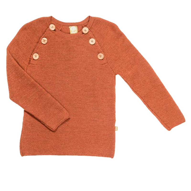 Uldsweater Med Knapper - Kobberfarvet