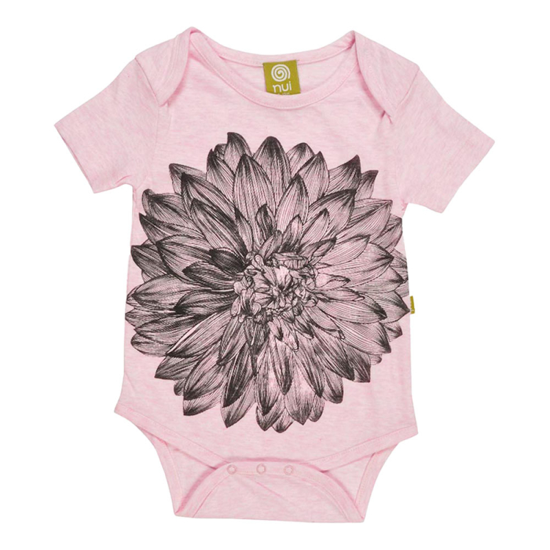 Kortærmet Body - Rosa Meleret Med Dahlia