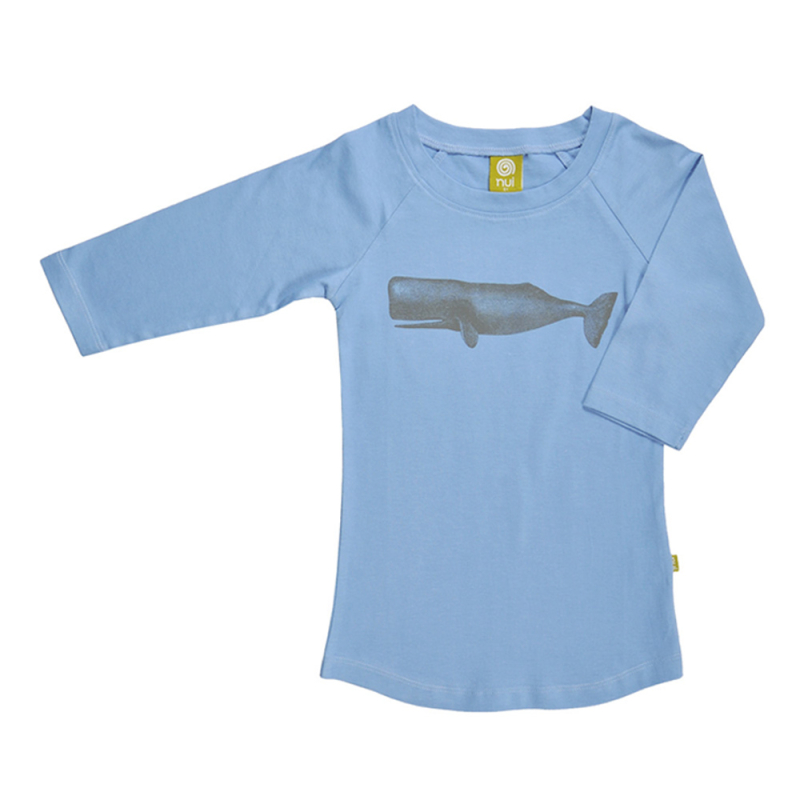 T-shirt Med Hvalprint - Mellemblå