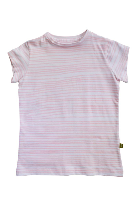 T-shirt Med Lille ærme - Rosa Striber