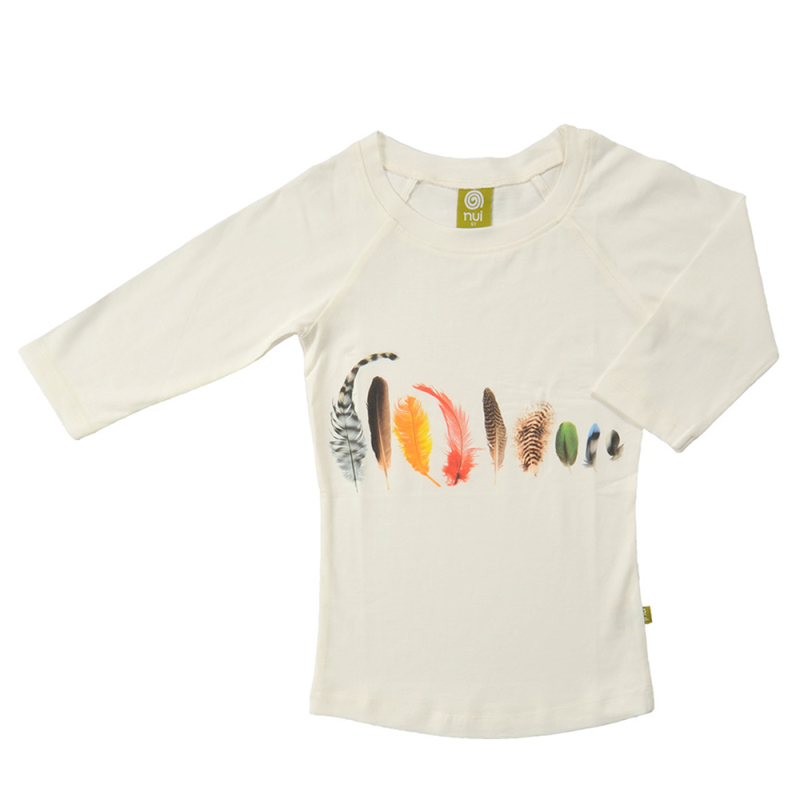 Bluse Med Fjerprint - Råhvid