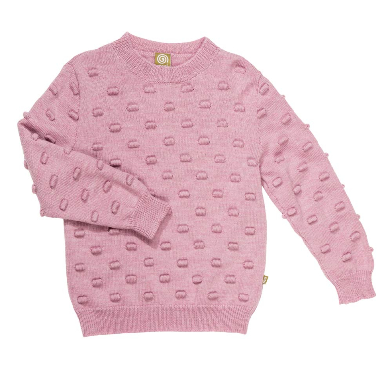 Uld Sweater I Boblestrik - Rosa