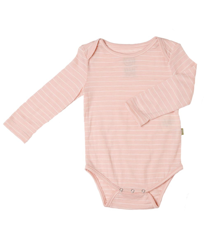 Langærmet Uldbody - Rosa Med Striber