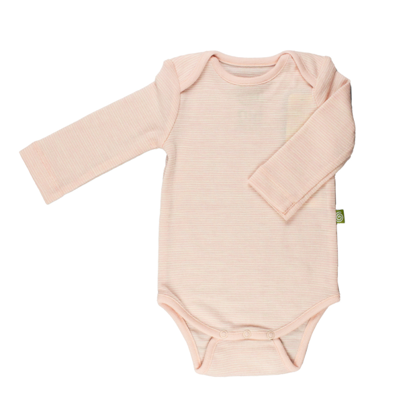 Langærmet Uldbody - Rosa Smalstribet