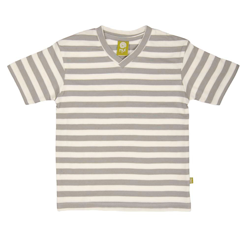 T-shirt Med V-hals  - Grå Stribe