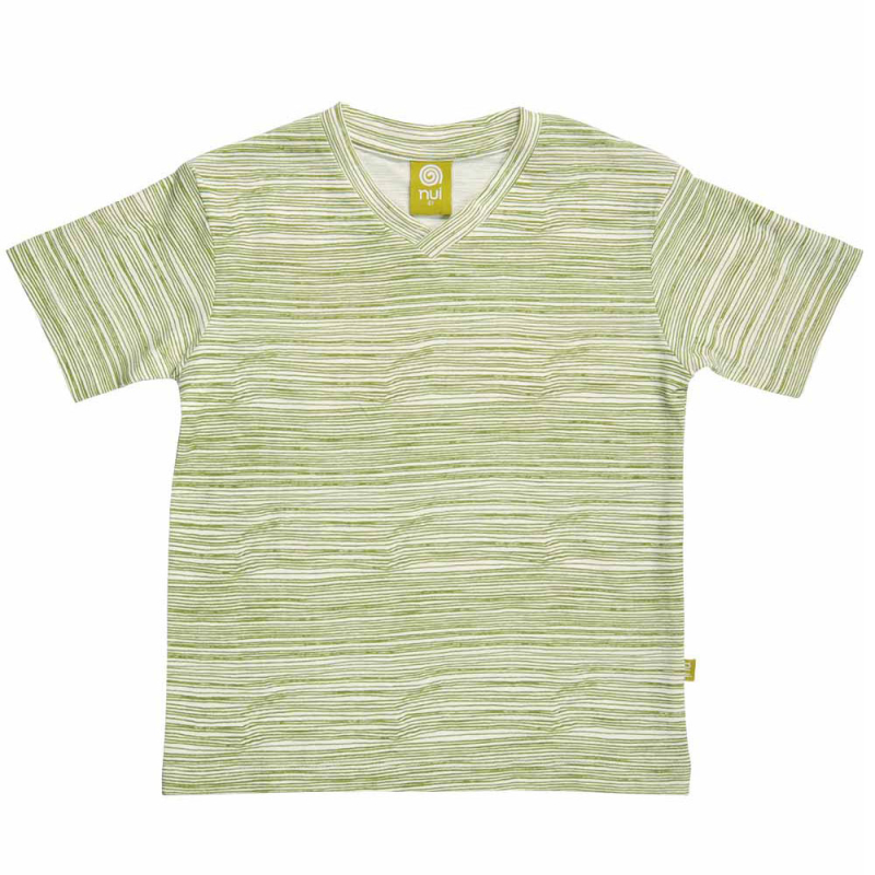 T-shirt Med V-hals - Grøn Stribe