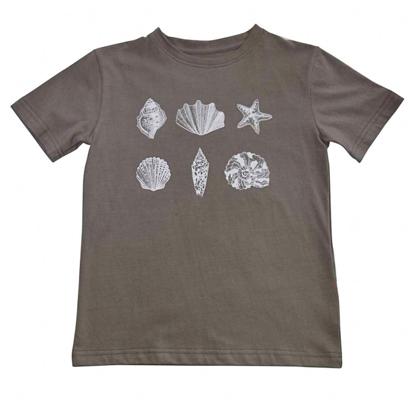 T-shirt Med Hvide Strandskaller - Brun