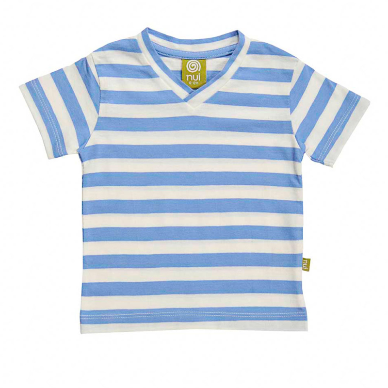 T-shirt Med V-hals - Blå Stribe
