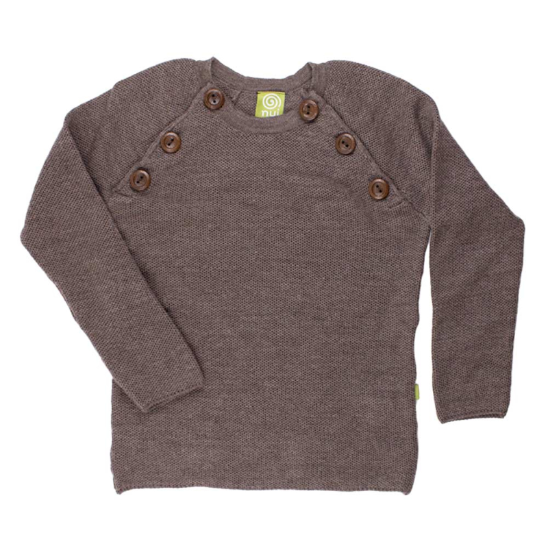 Nui Organics  Uld Sweater Med Knapper - Gråbrun