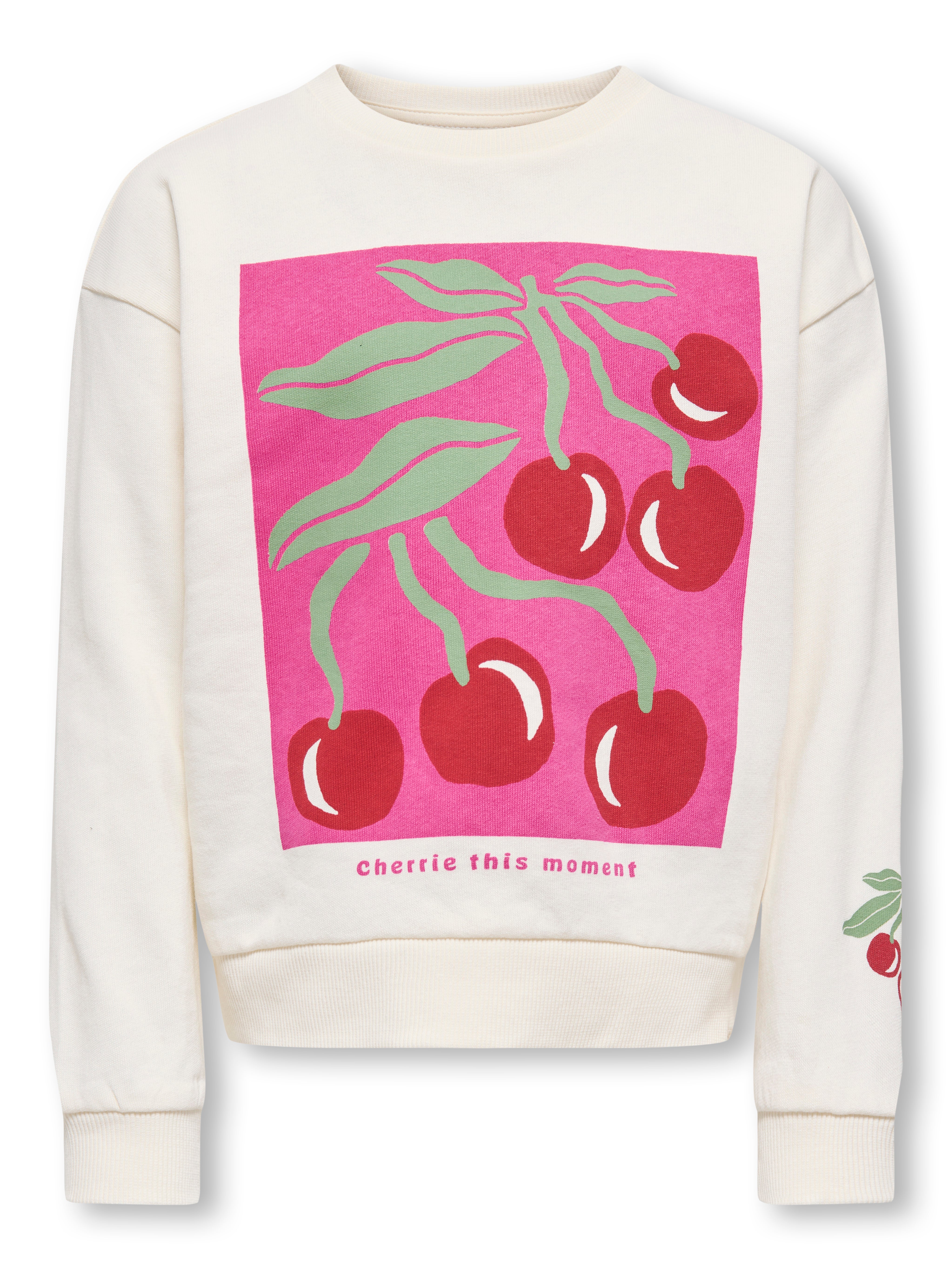 Only Mini Artsy Sweatshirt - Tofu med Kirsebærprint til Børn